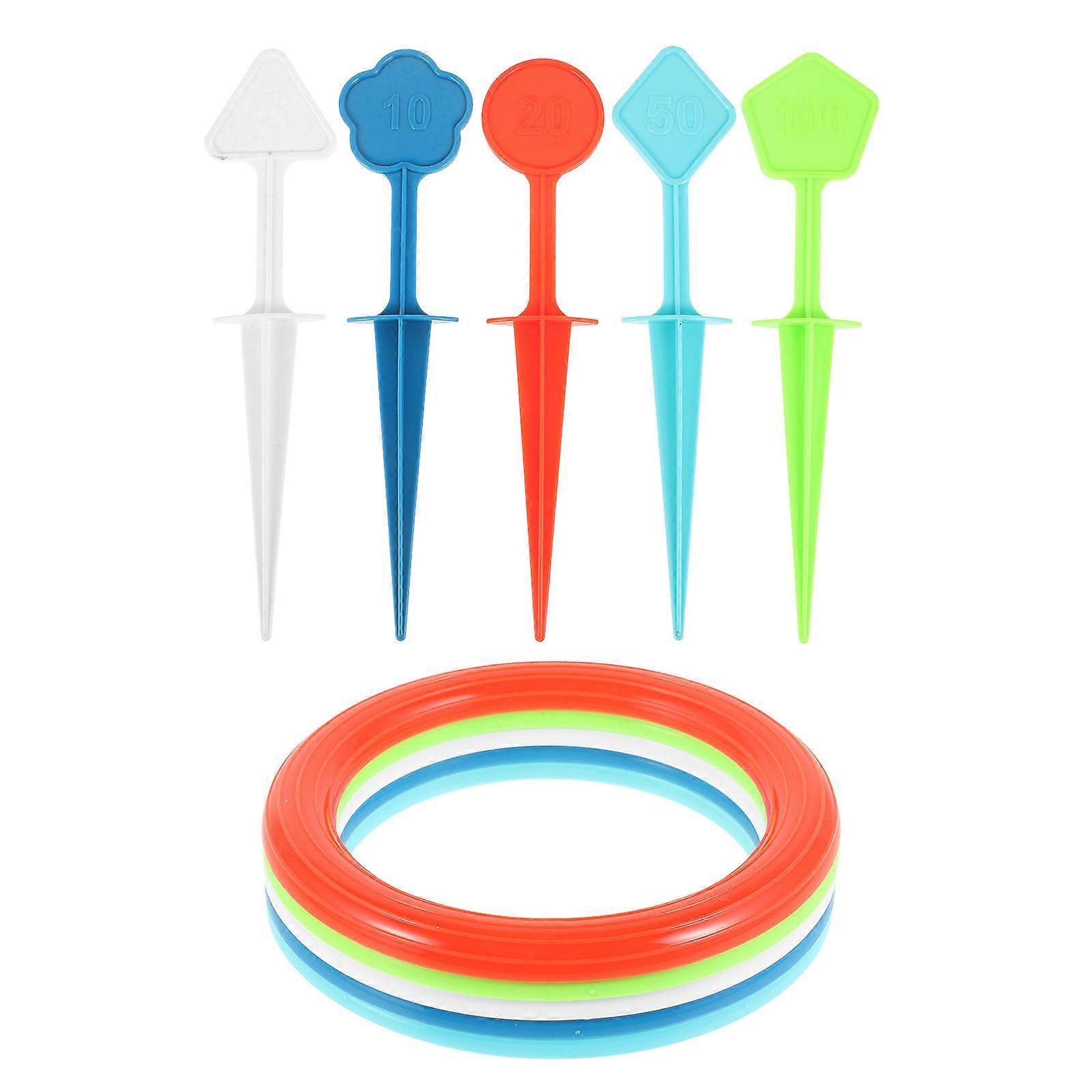 1 Set Colorful Ring Toss Game for Children Garden Playset Toy Agility Practice Fun Throwing Rings Game