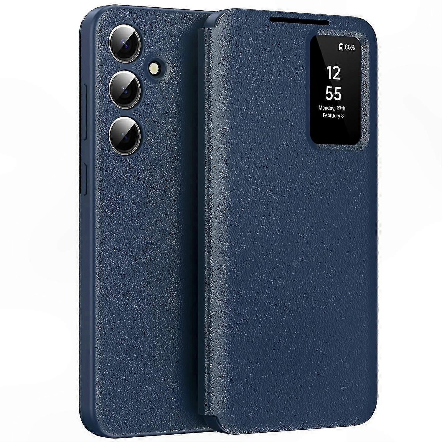 Leather Phone Case with Card Holder and Smart View Window for A56 5G