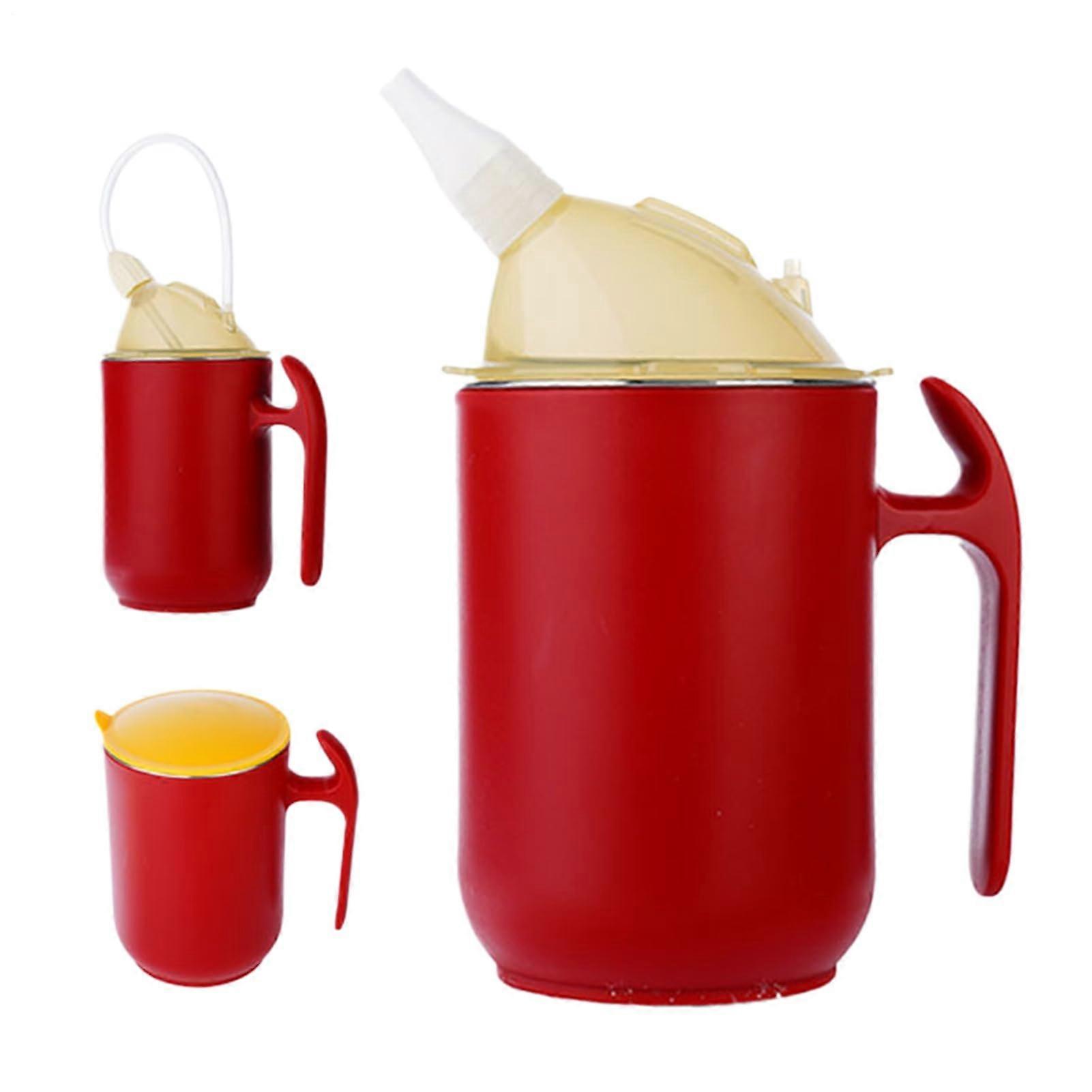 Spill Proof Cups for Elderly | Ergonomic Red Hospital Mugs with Lid for Daily Use | Patient Feeding Drinking Cup