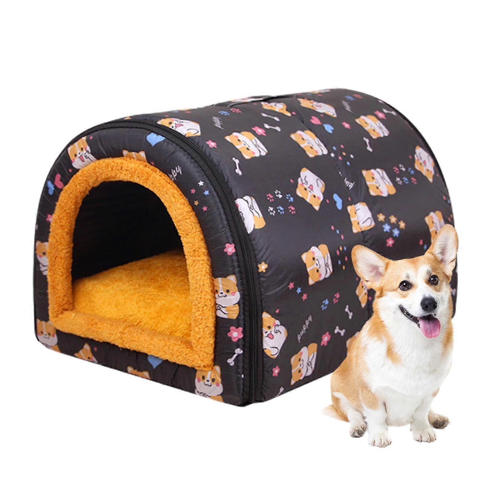 Indoor Dog Kennel Bed SplashResistant, Warm Sleeping Nest With Removable Soft Mat, Size M
