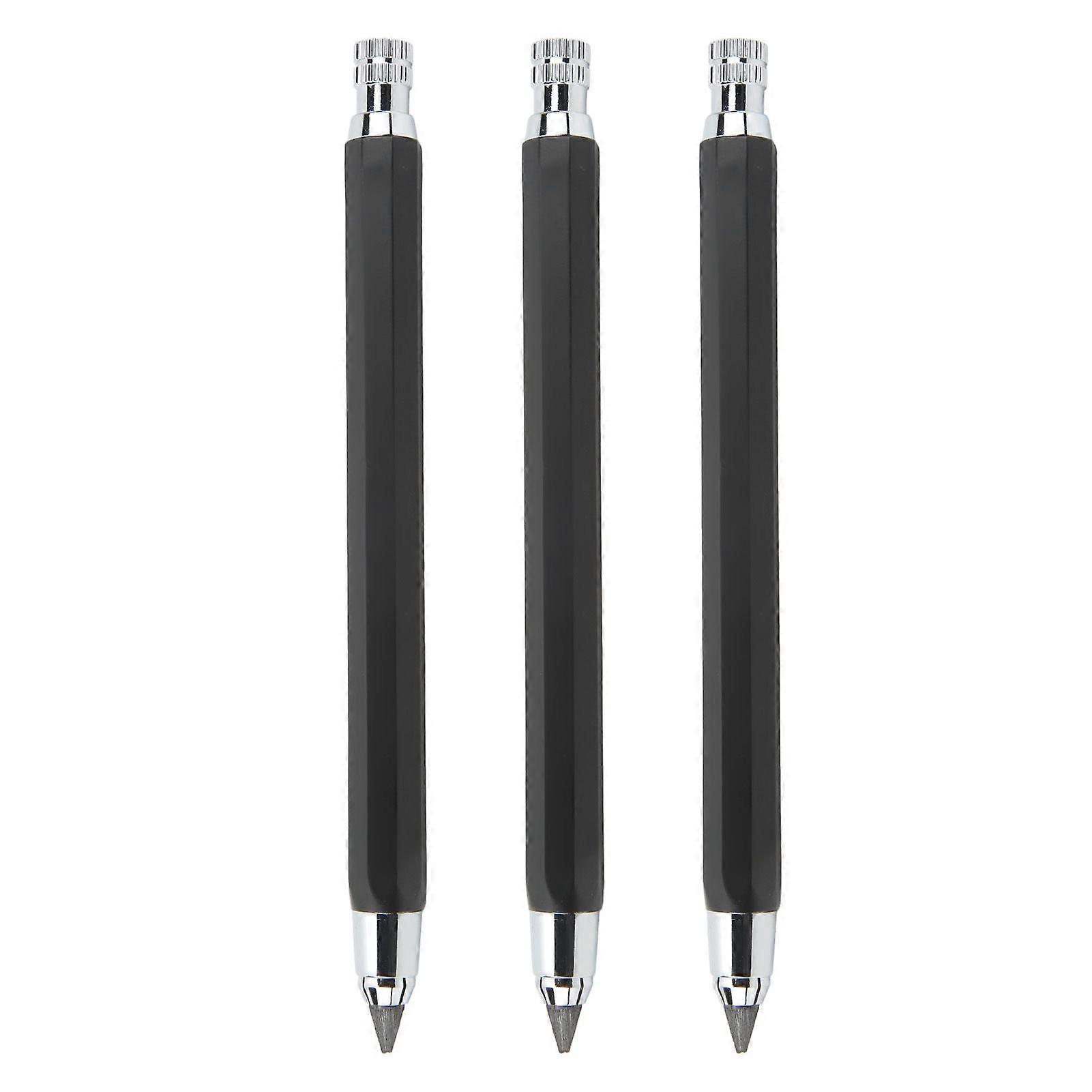 3Pcs Mechanical Carpenter Pencil 5.6mm Scribing Tool Marker Set Kit for Woodworking Black