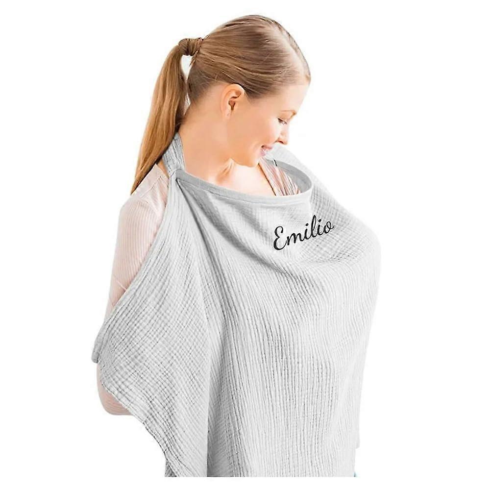Embroidered Baby Breastfeeding Blanket With Custom Name, Size 75x95 Cm, Maternity Feeding Blanket