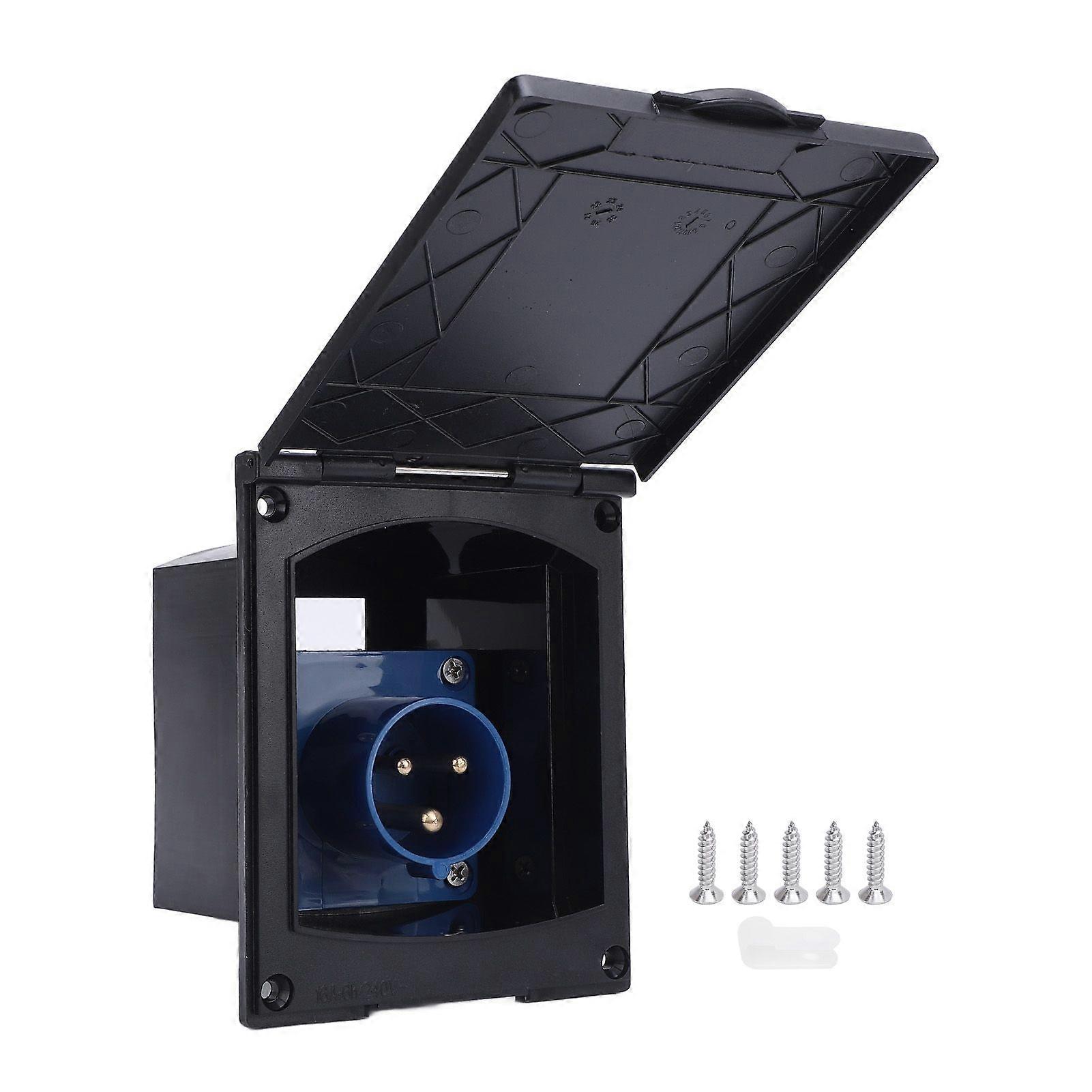 RV Power Inlet Box 3 Prong 16A Water Resistant Power Inlet Plug for Motorhome Trailer Caravan