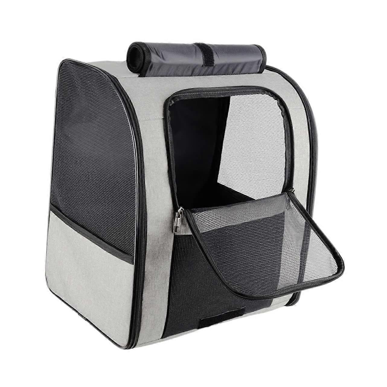 Breathable Pet Backpack Carrier for Cats Small Grey Mesh Design for Outdoor Travel and Daily Use Portable Cat Bag