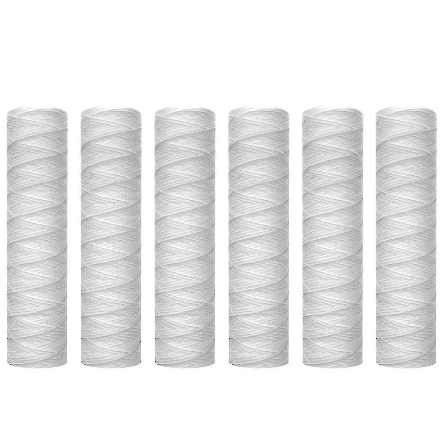 Universal 10 Micron String Wound Water Filter Cartridges, 6-Pack for Sediment Filtration Solutions