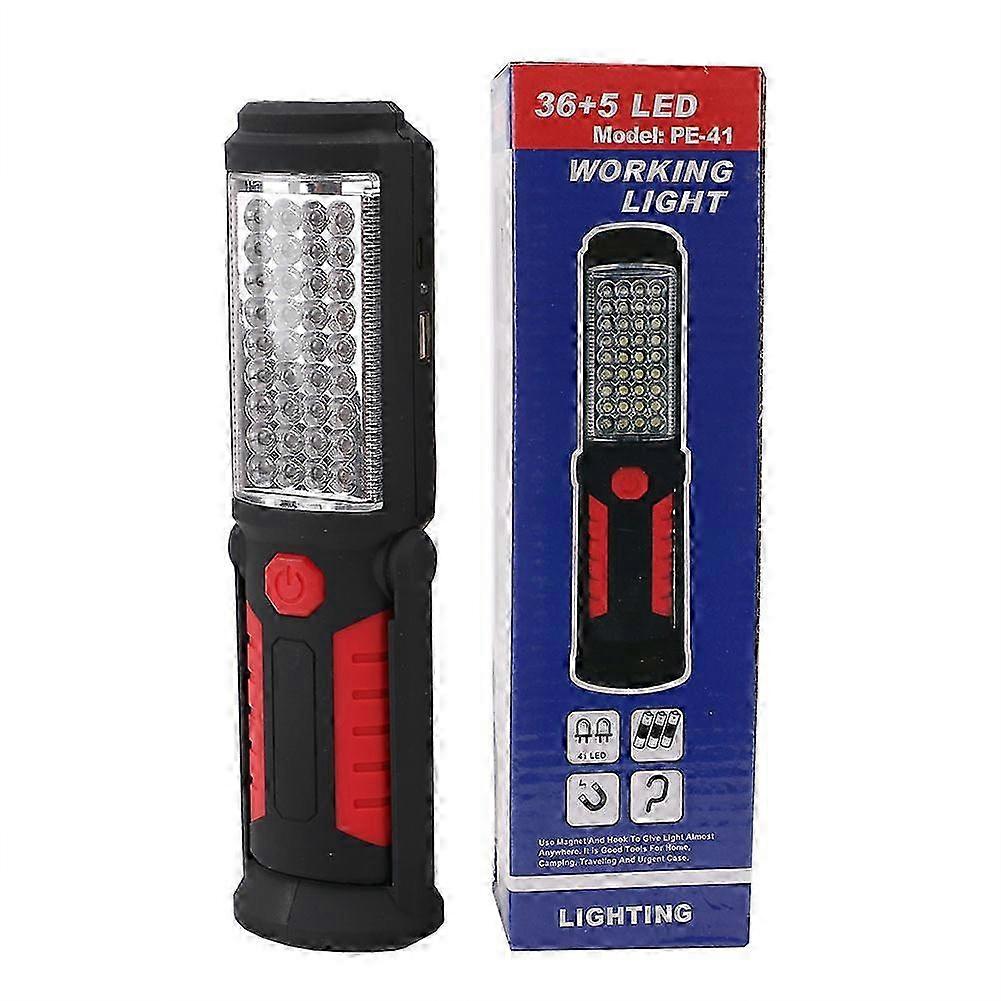 USB Charging Work Light with Magnetic Stand Inspection LED Light Torch 2 Lighting Modes Work Lamp for Workshops Garages Red