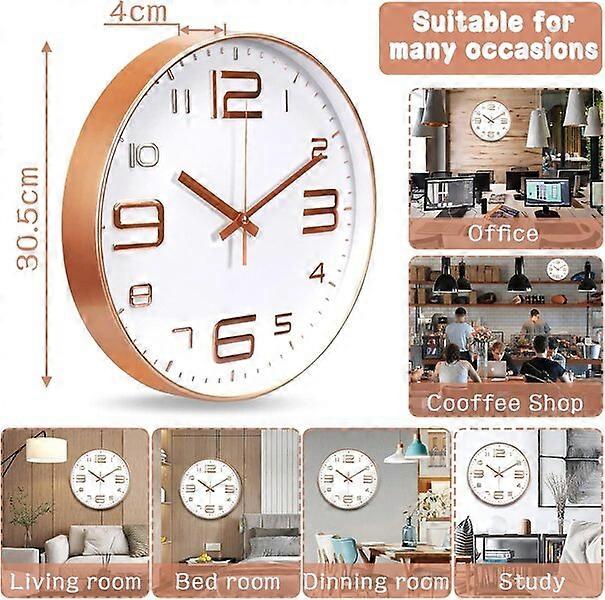 Silent wall clock, 30cm large dial, easy to install