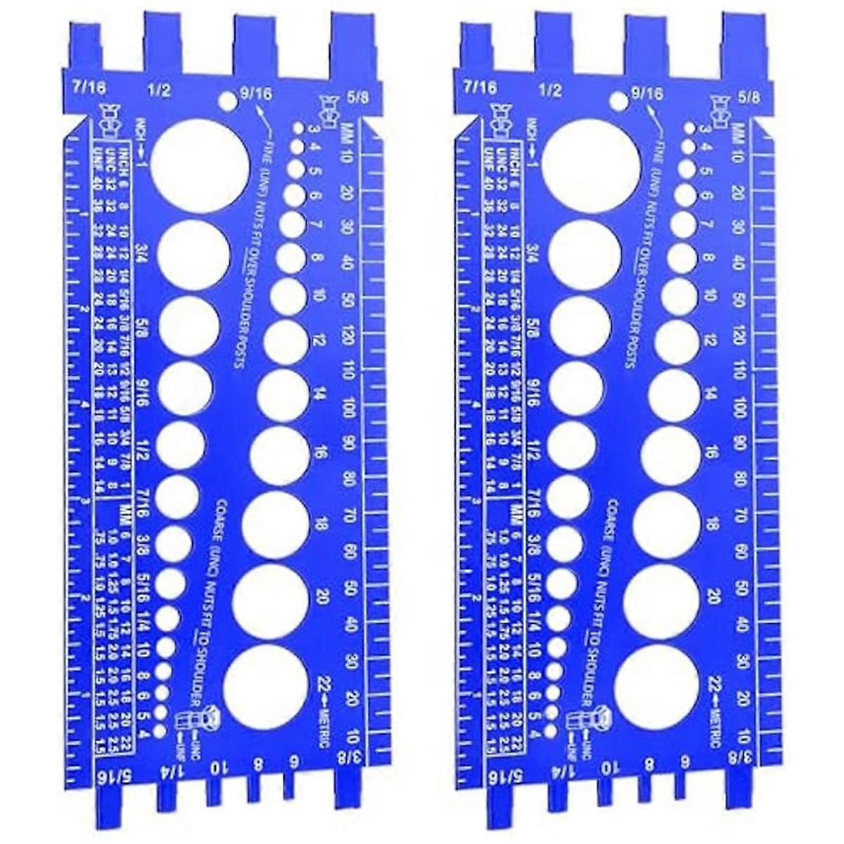2Pc Nut Bolt Thread Gauge Checker Bolt Size and Thread Gauge Bolt Nut Thread Measure Gauge Bolt and