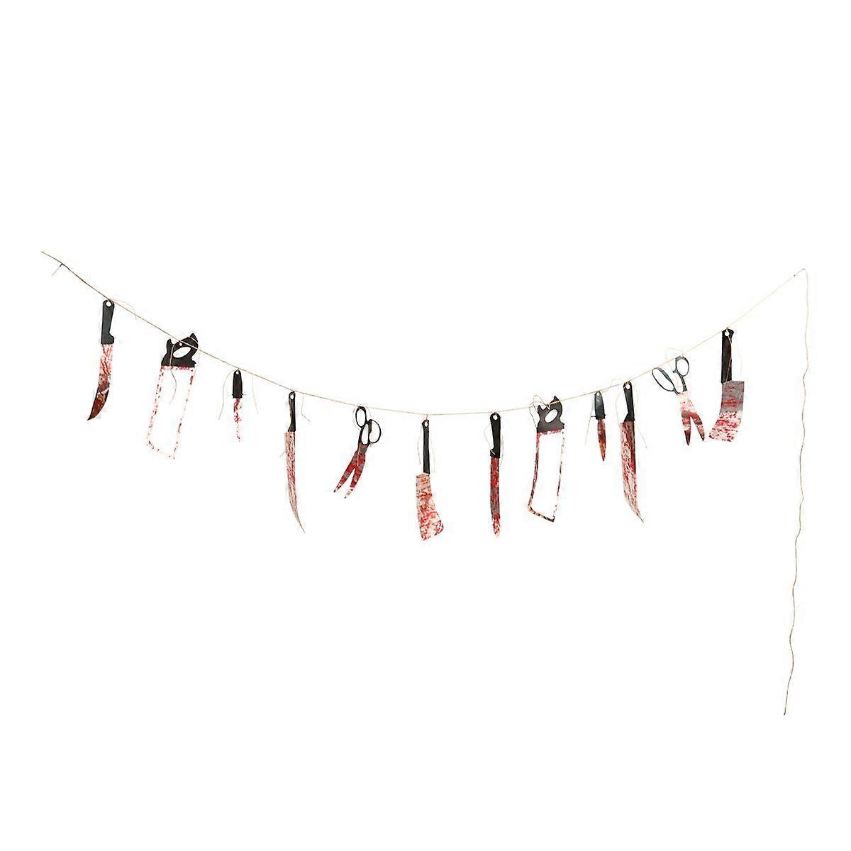 Halloween Hanging Banner Halloween String Decorative Banner Spoof Terrible Haunted House Decorative Banner (Assorted Color)