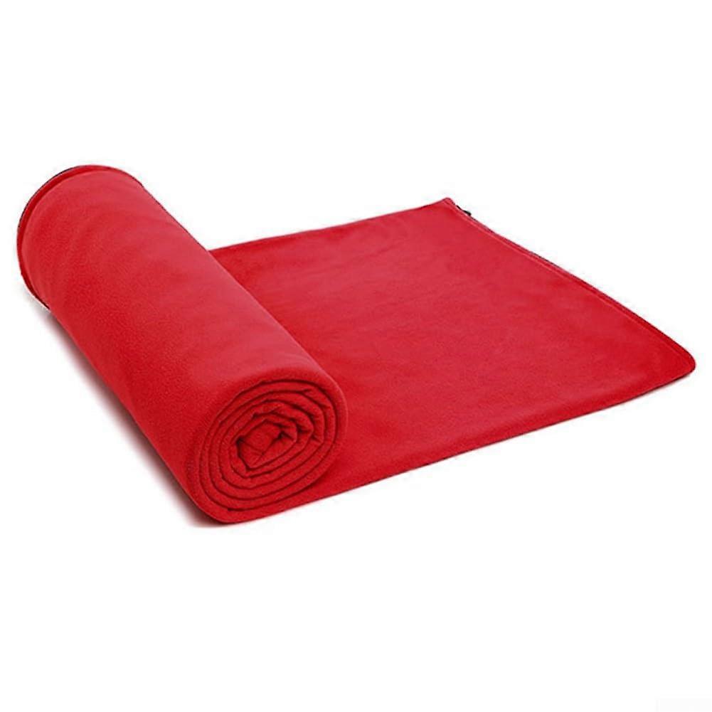 Camping Sleeping Bag Liner Fleece Warm Blanket Outdoor Indoor Use 71In 180 X 82 Cm Red