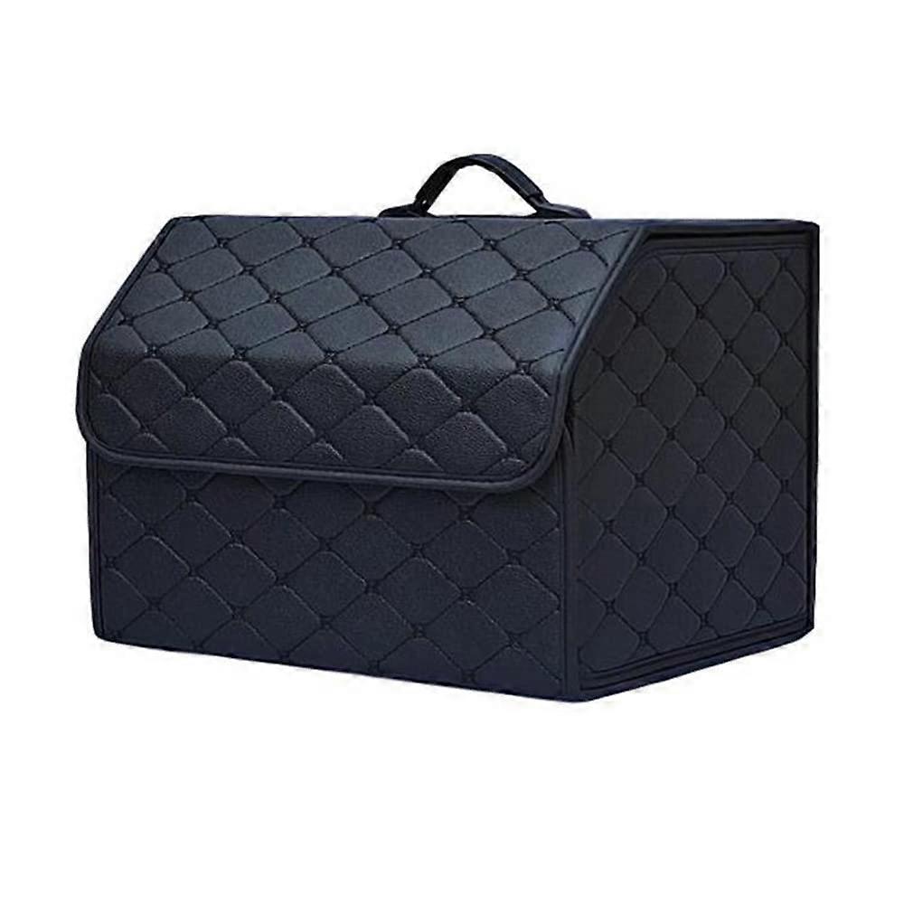 Car Collapsible Trunk Boot Tidy Storage Organiser Box Nissan March Lannia Maxima Murano Primera Leather Lid Black