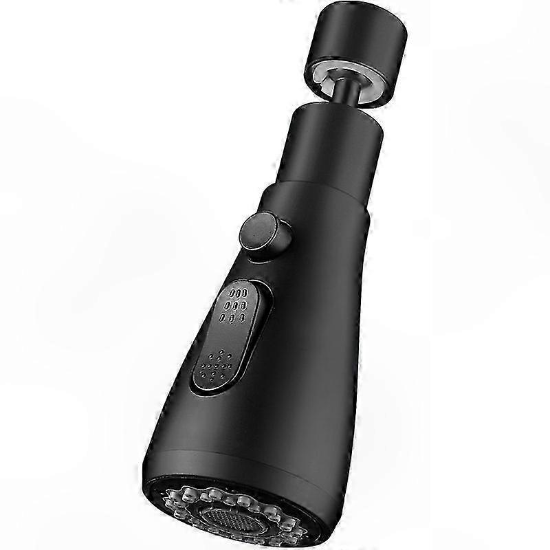 Adjustable 3-Mode Spray Nozzle for Kitchen Faucets, Black Faucet Extension with Multi-Functionality