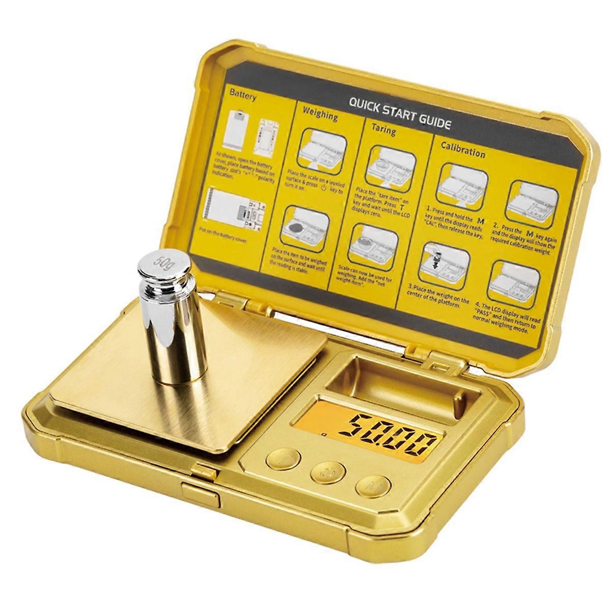 Digital Jewelry Scale 200g 0.01g Pocket Scales with 50g Calibration Weight Smart Scale for Professio