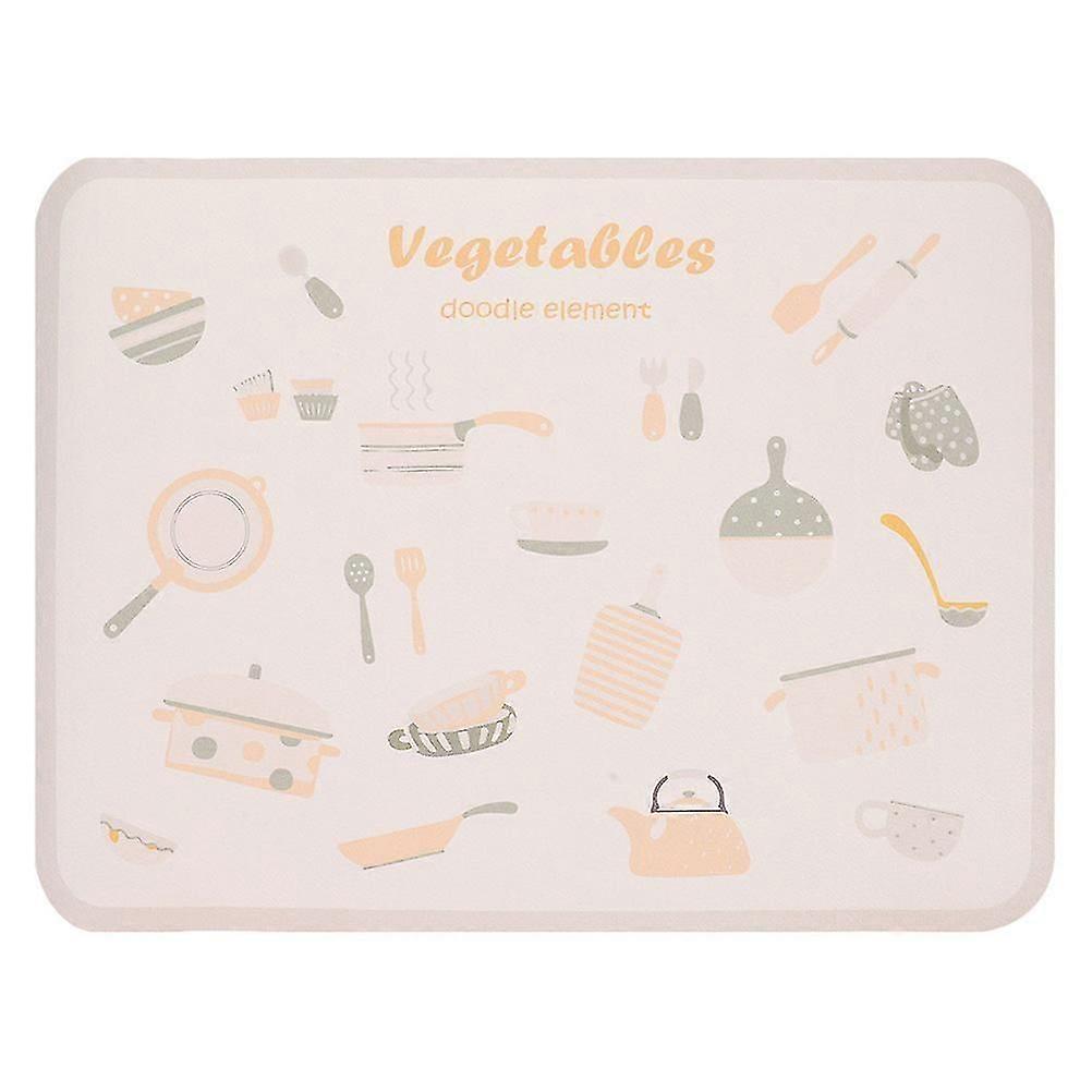 Kitchen Tableware Mat Water Absorption Pad Beige Rectangular Drainage 1Set
