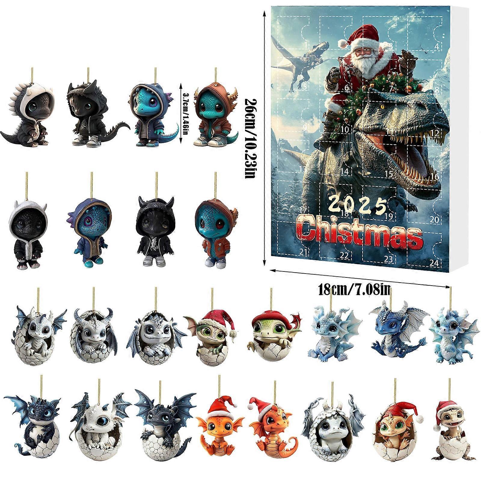Christmas Countdown Blind Box Mini Acrylic Dragon Baby Pendant Christmas Calendar Blind Box