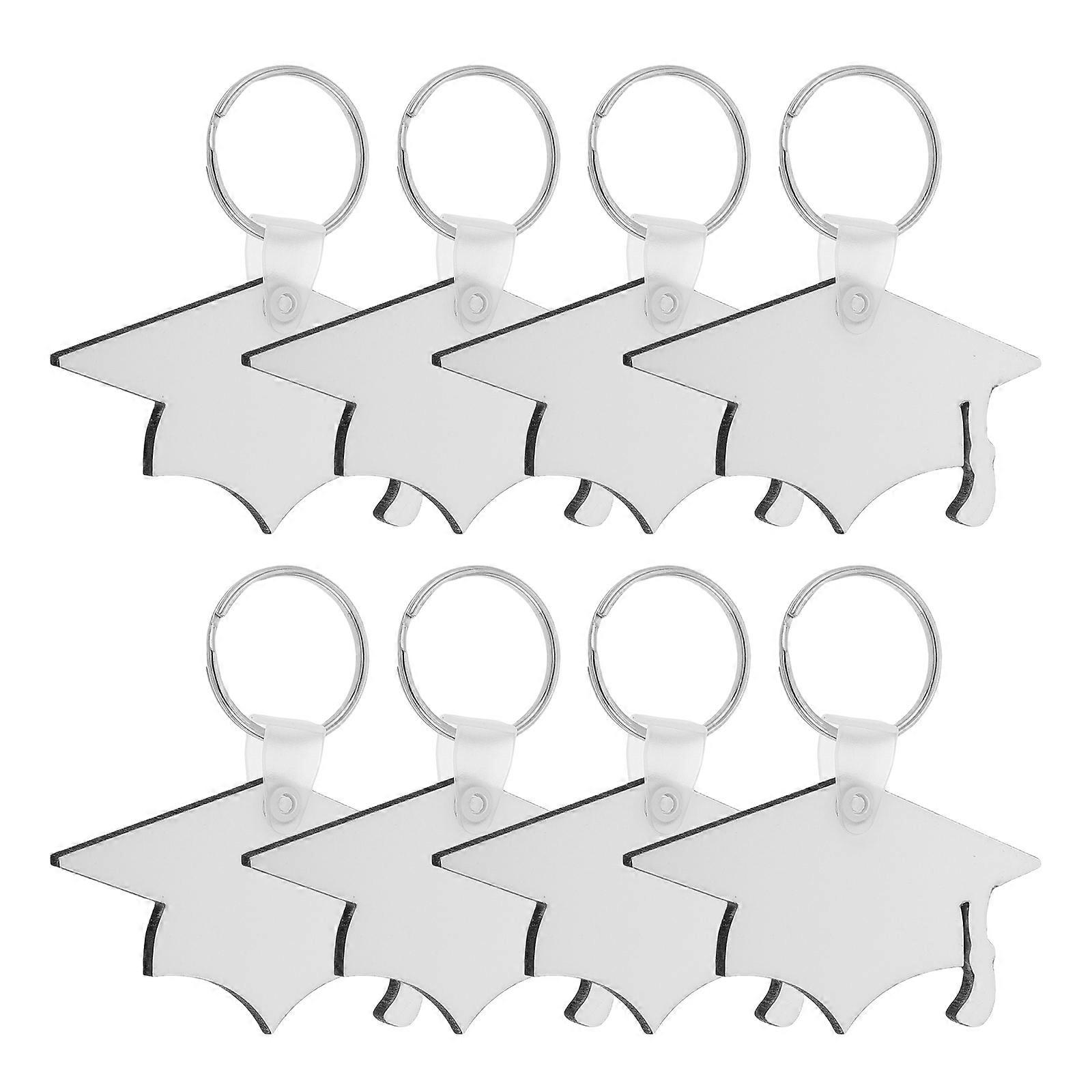 Graduation Cap Keychain 8Pcs with Heat Transfer for Teachers and Students