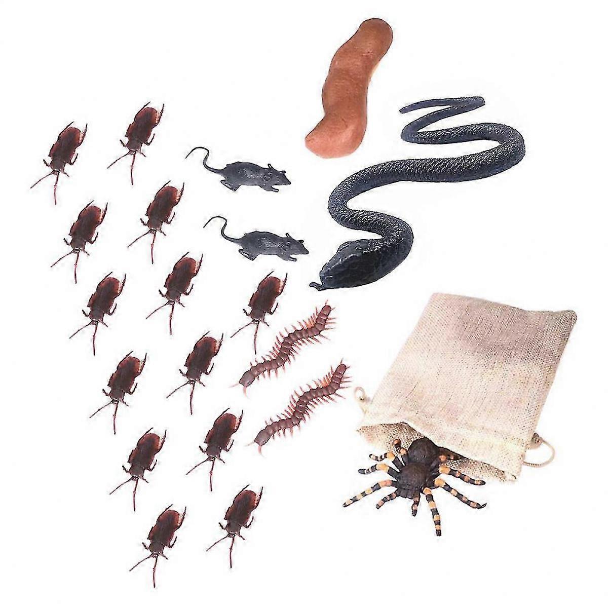 Halloween Prank Prop 1 Set Realistic Insect Shape Assorted Color Entertainment Use 21Pcs