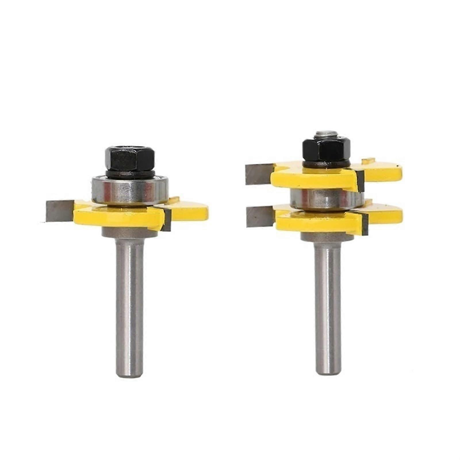 Tongue And Groove Router Bit 2Piece Set, 8mm Shank, 3 Teeth, TShape, Wood Milling Cutter For Woodworking