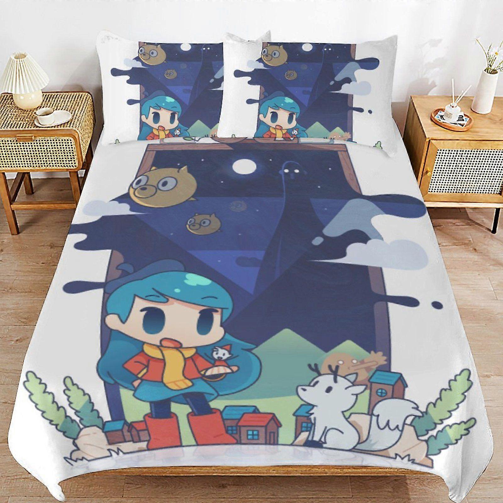 a504 Hilda Long Thread Comfort Soft Zipper Closure Functional Fit Bedding Duvet Cover Sets for Restful Sleep n504