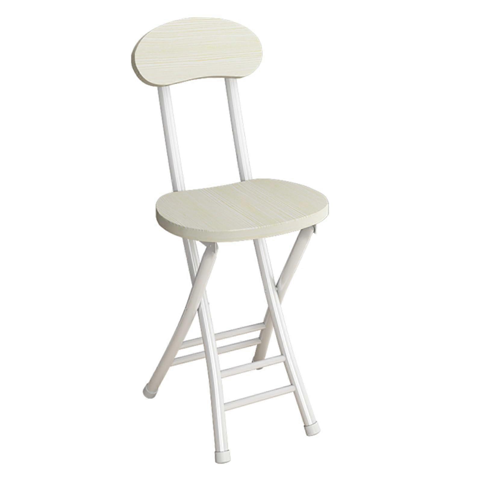 Portable 18' Folding Bar Stool With Backrest 18Inch Seat Lightweight Counter Chair For Adults Light Yellow