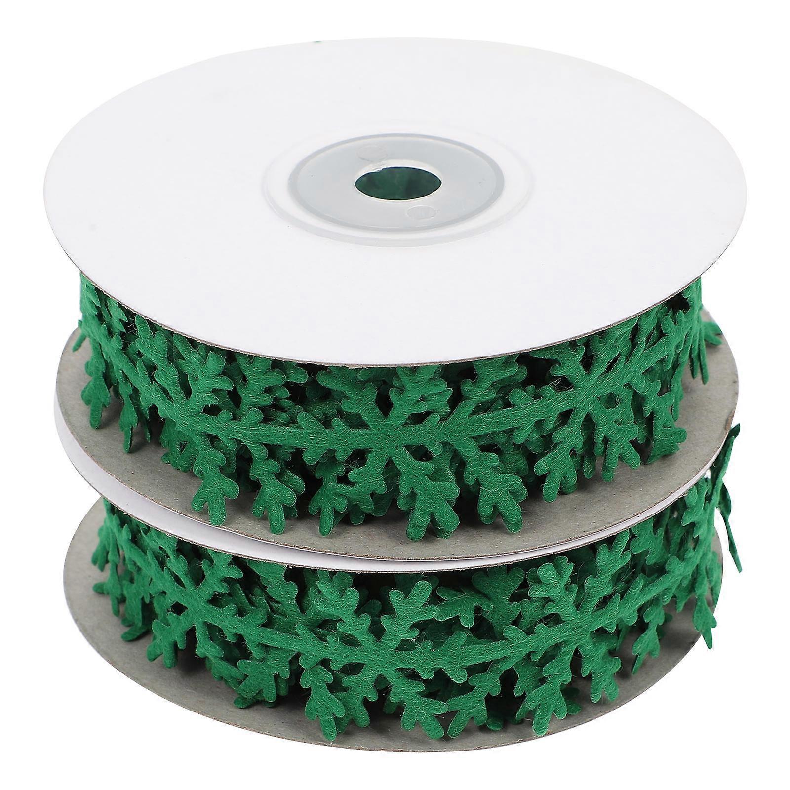 Christmas Snowflake Wrapping Ribbon for Decoration 2Pcs Green Durable