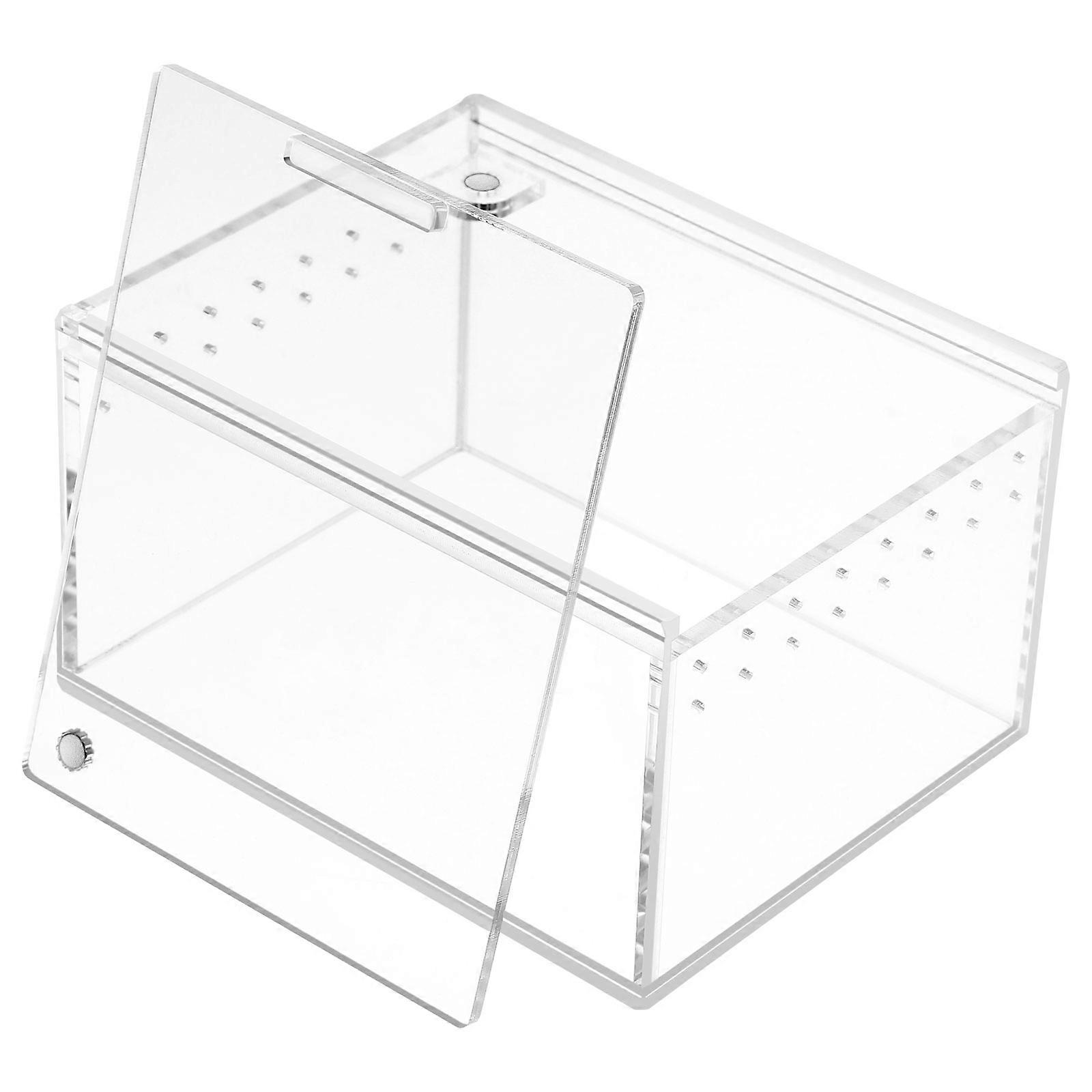 Acrylic Breeding Tank Transparent Reptile Feeding Box with 3Pcs for Pets