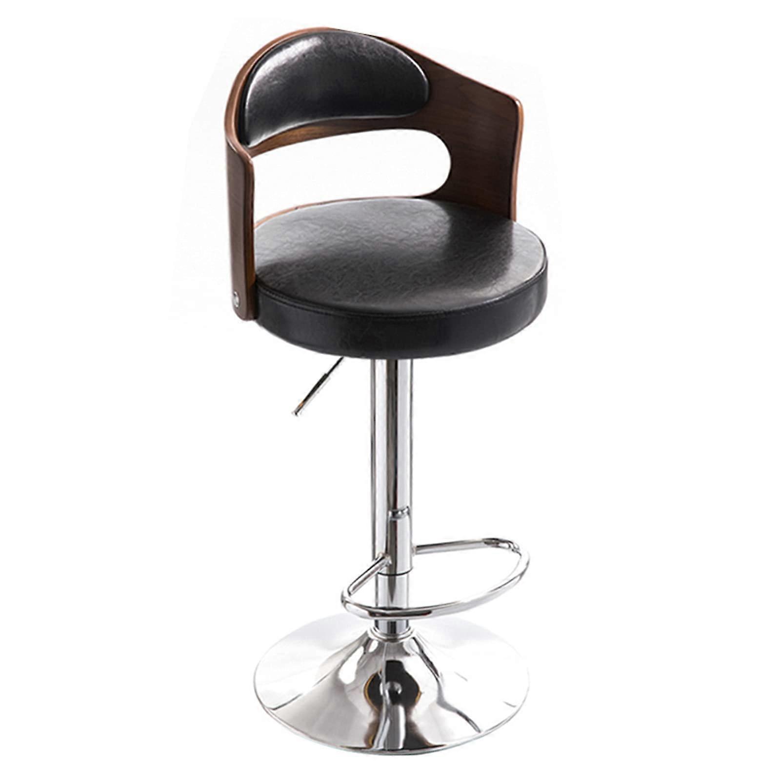 Stools Retro Solid Wood Bar Chair Rotating With Footrest 38.5cm Height 6080cm Black