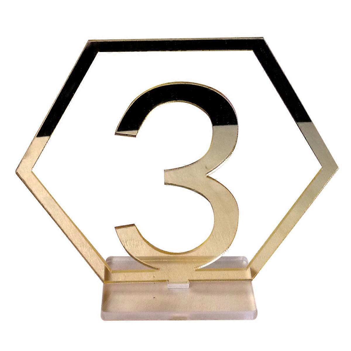 Elegant Acrylic Mirror Number Place Cards 1-20 for Wedding Decorations Rectangular Golden 20Set