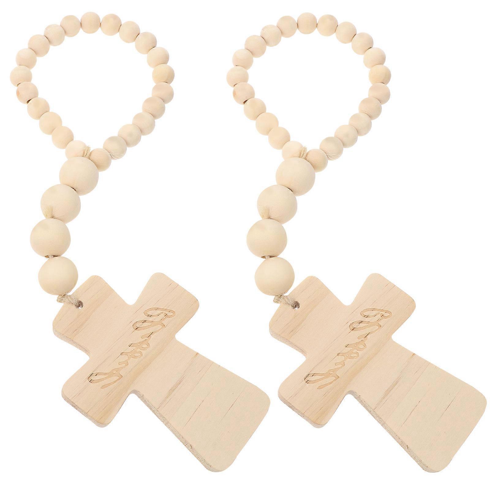 Farmhouse Rustic Napkin Rings Wood Bead Napkin Holders Rustic Festive Atmosphere 2Pcs