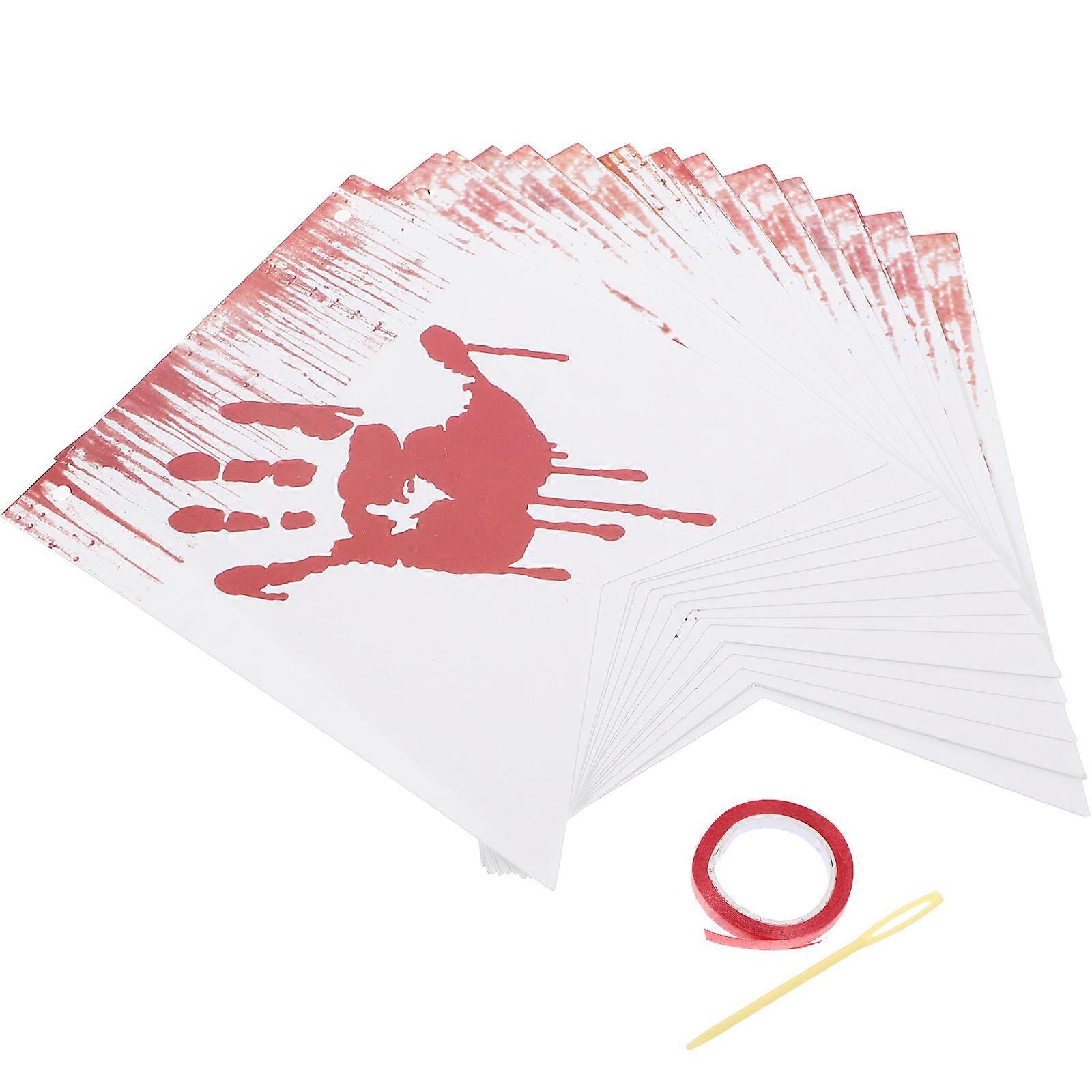 Halloween Hanging Banner Bloody Handprint Banner for Party 4Sets