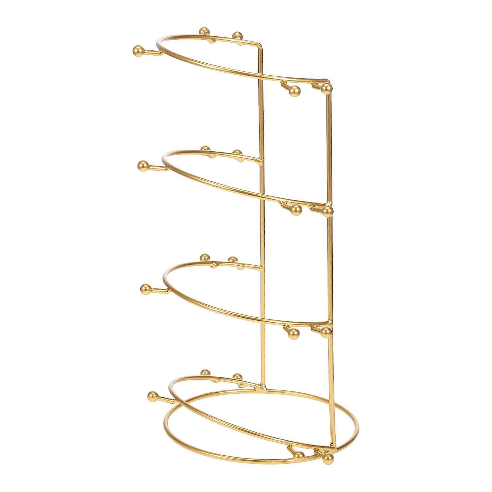 4-Tier Crown Display Rack for Headband Storage 2Pcs Metal Golden Stand