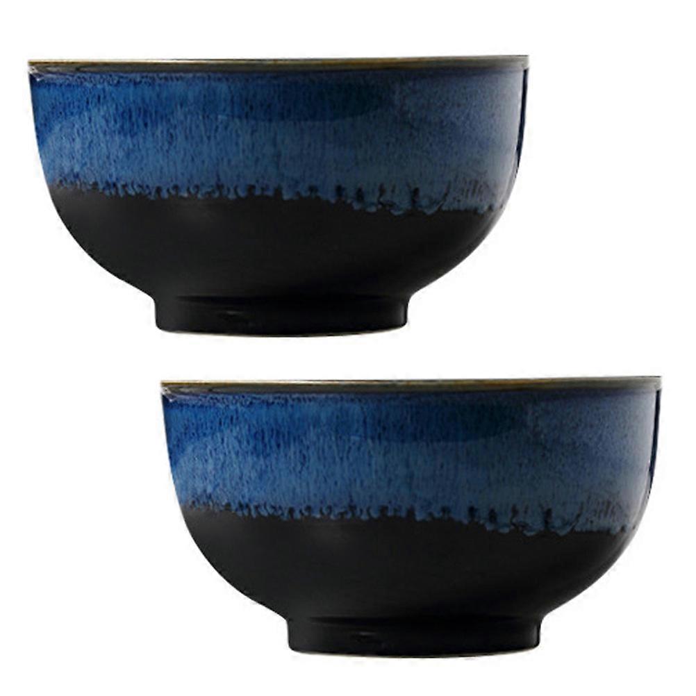 Porcelain Ramen Bowl Japanese Style Bowls for Dining 4Pcs Dark Blue