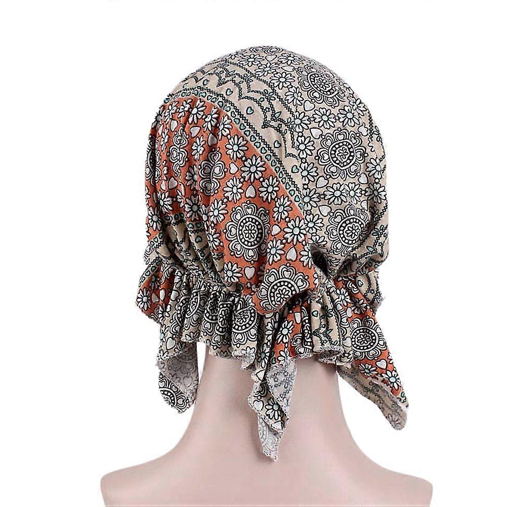 Stylish Floral Printed Chemo Headwear Designed For Women Suitable For 25cm Circumference Comfortable Sleeping With 5 Pcs
