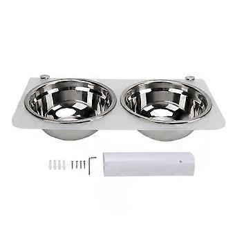 0.8L Wall Mounted Dog Feeder Stainless Steel Raised Dog Food Water Bowls Elevated Hanging Puppy Feeder with Transparent Bracket