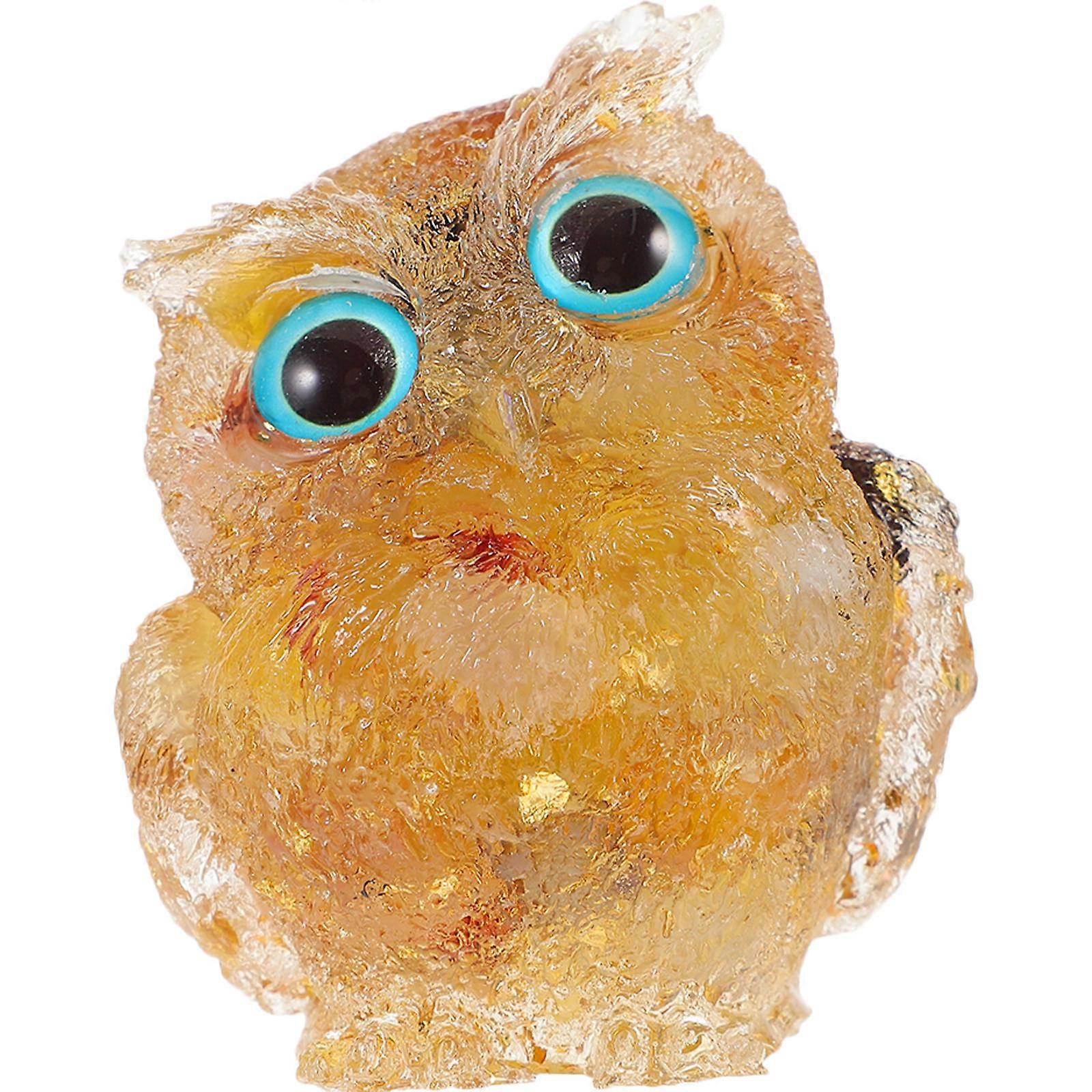 Crystal Owl Adornment for Decoration 2Pcs Golden Desktop Statue
