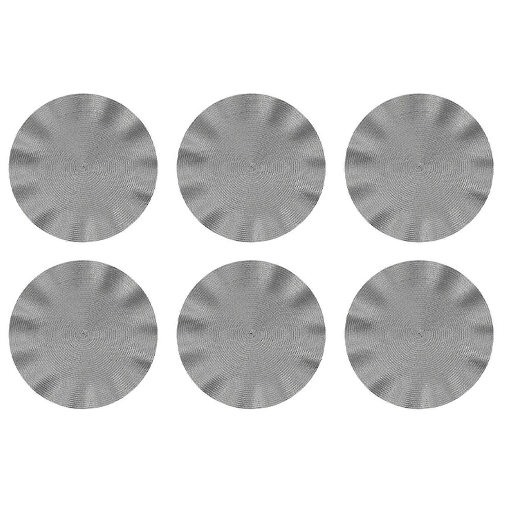 Wave Round Placemat, Round Anti-scalding Mat,Kitchen Table Mat,Silver