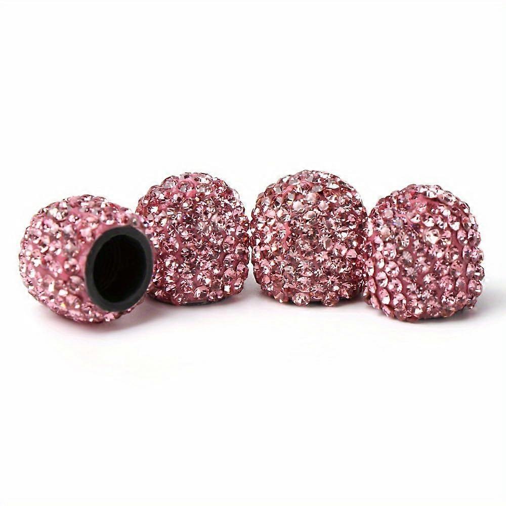 Clay Diamond Valve Stem Caps 2 Pack Silver And Pink Universal Glitter Valve Covers For Cars And Motorcycles