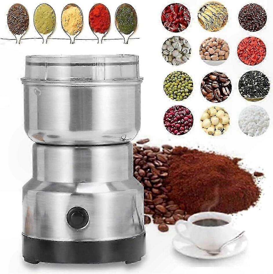 Compact Electric Spice Grinder for Coffee, Seeds, Rice, and Beans - 10s Quick Dry Milling Function