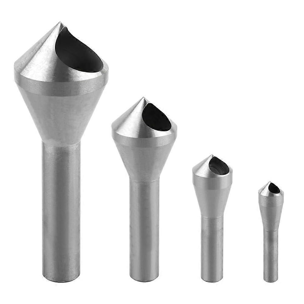 Chamfer Tool Round Shank HSS(4241) Countersink Drill Bit For Wood Metal Plastic Silver 4Pcs
