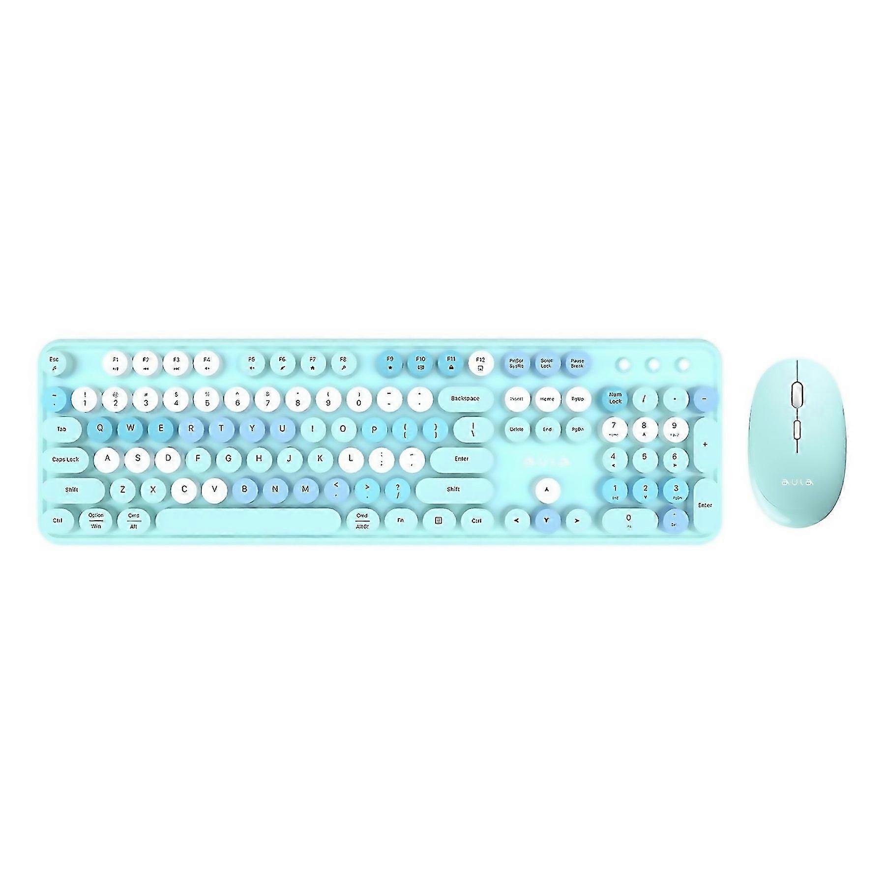 For Aula Ac306 104 Keys Retro Wireless Keyboard Mouse Combo Set