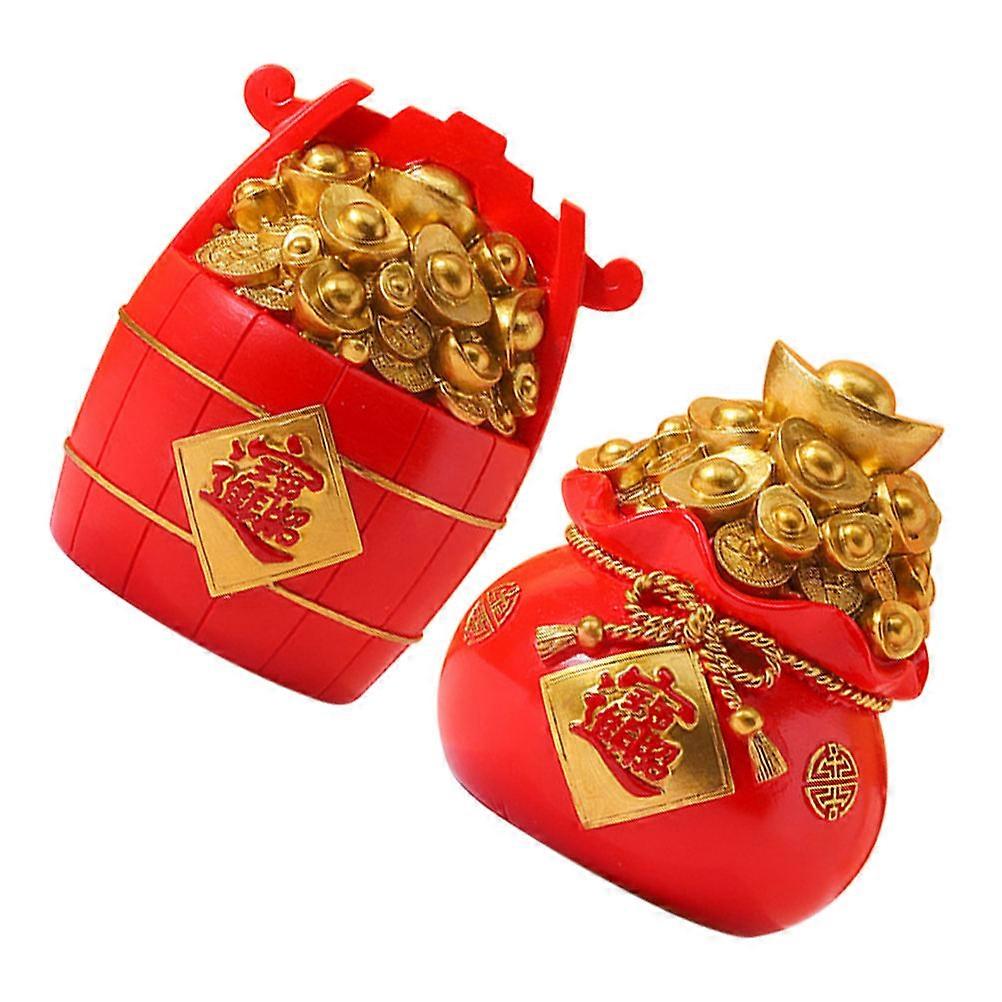 Piggy Bank Resin Coin Container for Storage 2Pcs Festival Desktop Money Banks