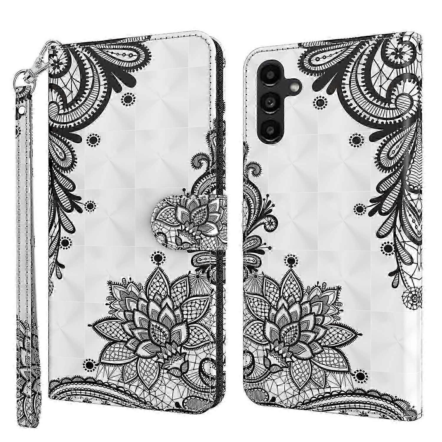 Galaxy A05s 4G Flip Case, PU Leather 3D Pattern Phone Cover - Wish Tree Design