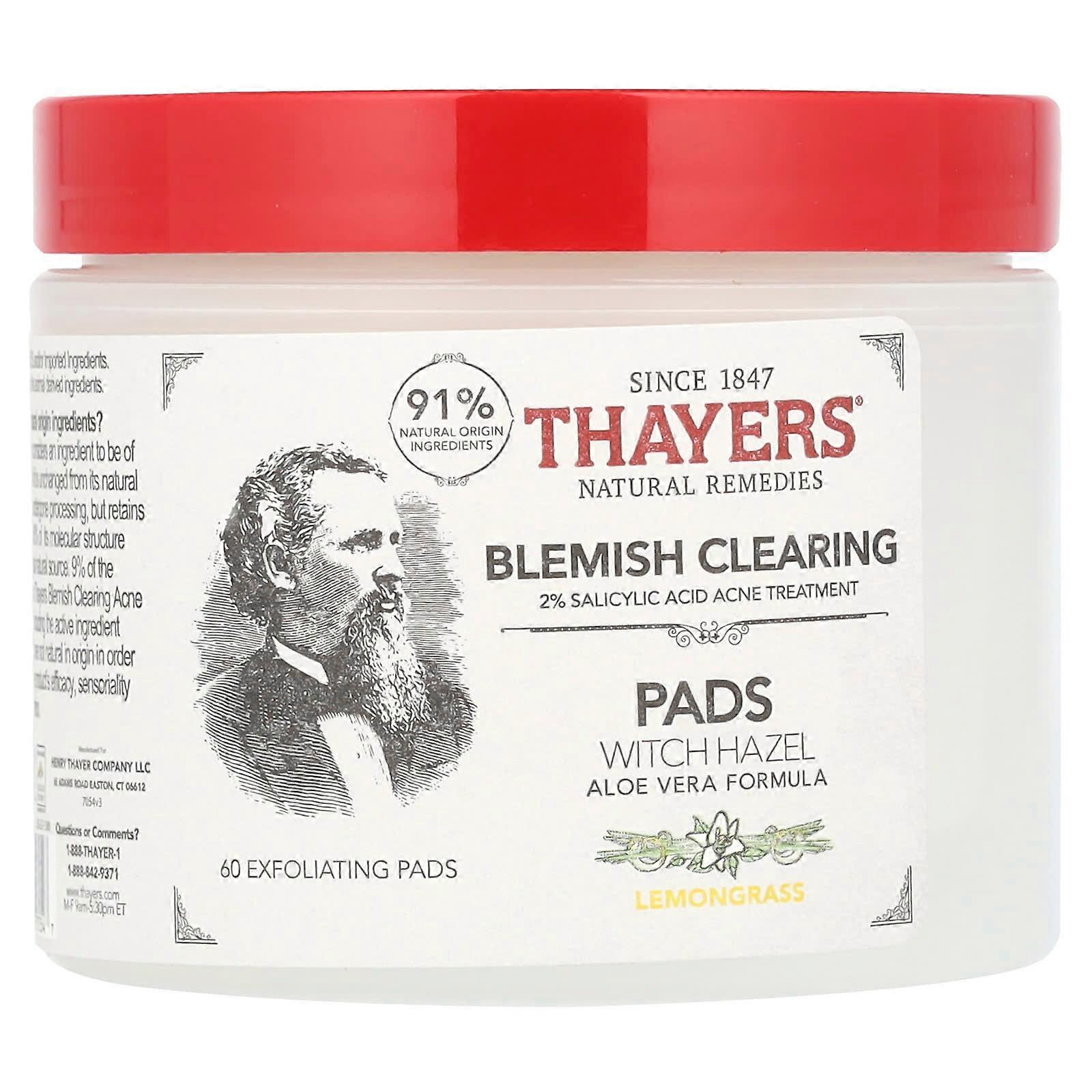 Blemish Clearing Witch Hazel Pads, Lemongrass, 60 Exfoliating Pads