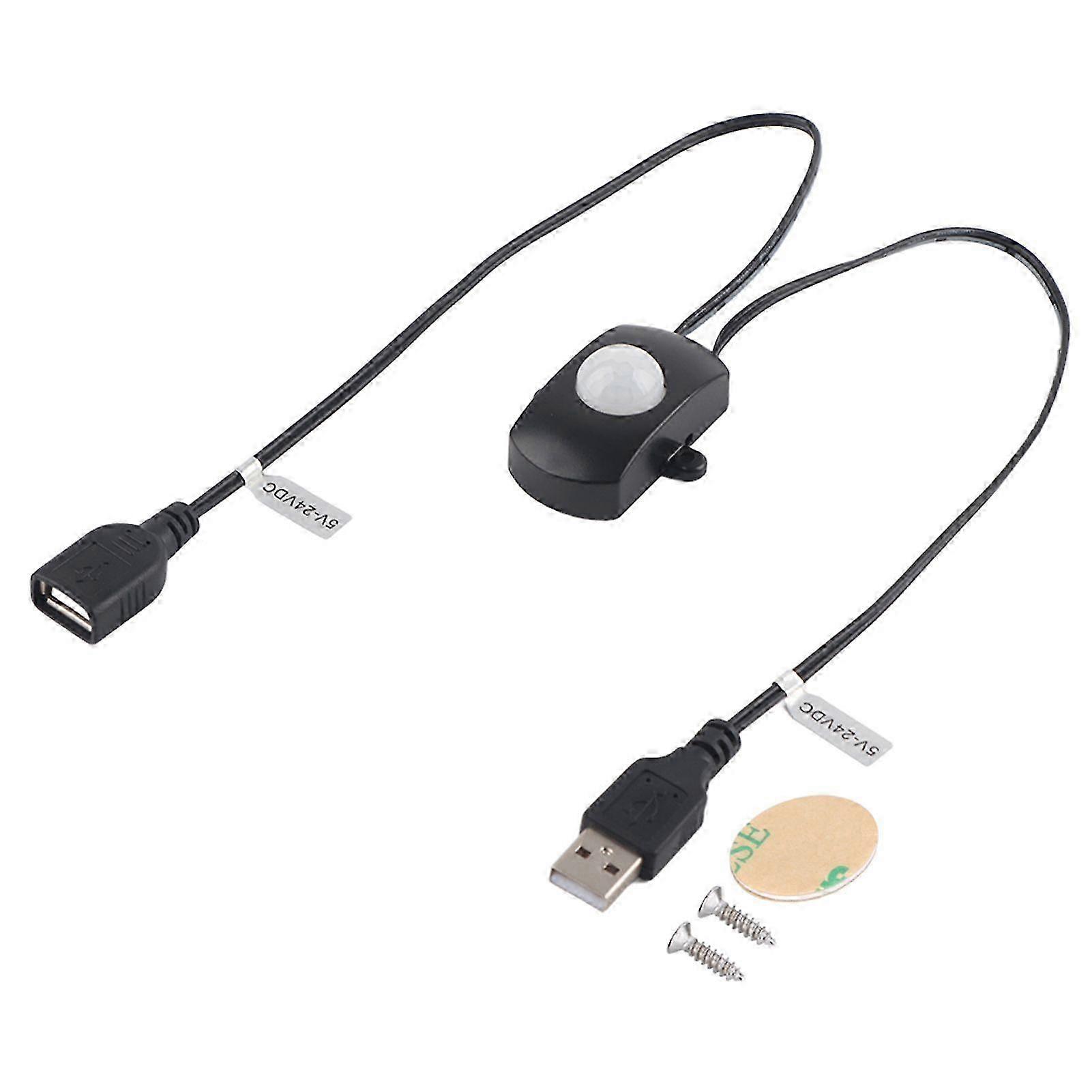 2A DC 524V PIR Infrared Motion Sensor Detector Automatic Switch LED Strip USB Interface Black