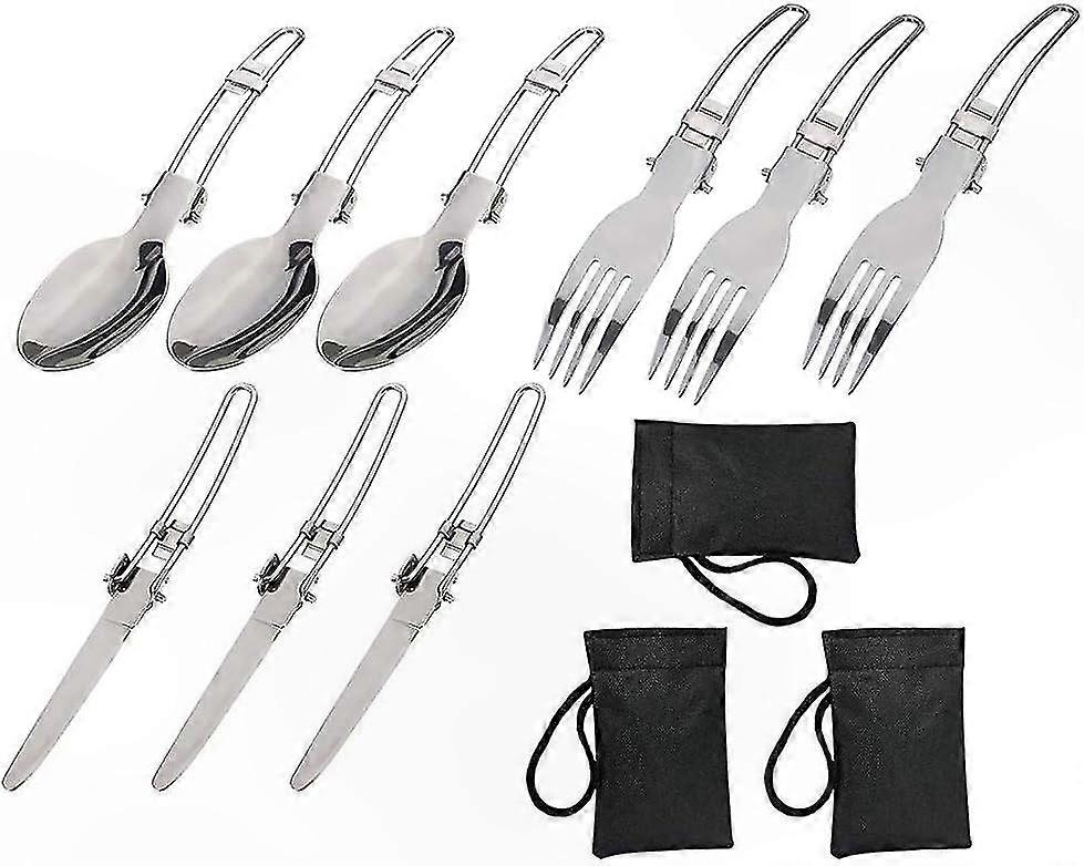 Portable Camping Utensil Kit with Fork, Knife, and Spoon