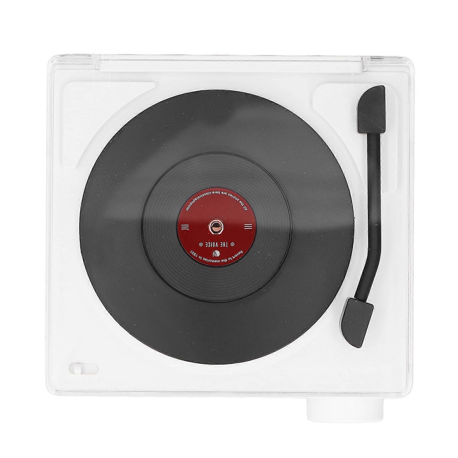 Retro Bluetooth Speaker with Clock Charging Support Up To 32G Memory Card Soothe Small Record Speaker for Sleep Entertainment White 