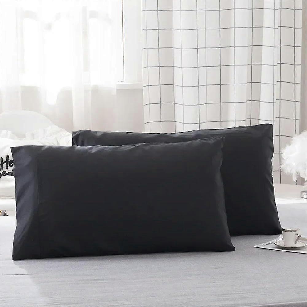Imitation Silk Pillowcase Two Pack, Black 50x75cm, Insert Not Included, Comfortable Soft Pillow Covers For Bedroom
