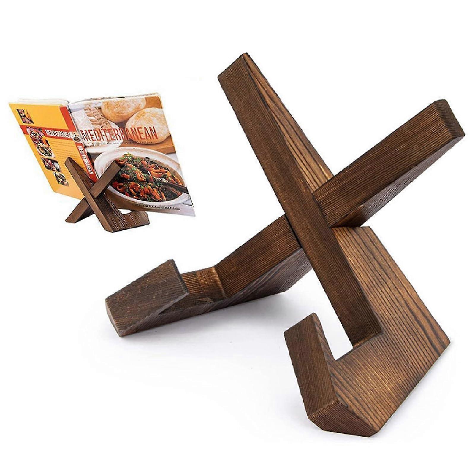 Wooden Cookbook Holder Solid Wood Countertop Recipe Book Stand Handmade Multifunctional Kitchen Display