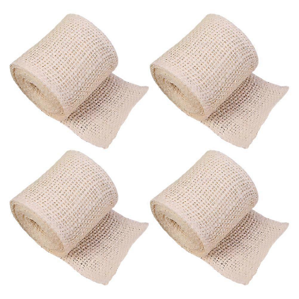 4 Rolls Manual Wrapping Ribbons Durable Linen Ribbons Pure Color Ribbons