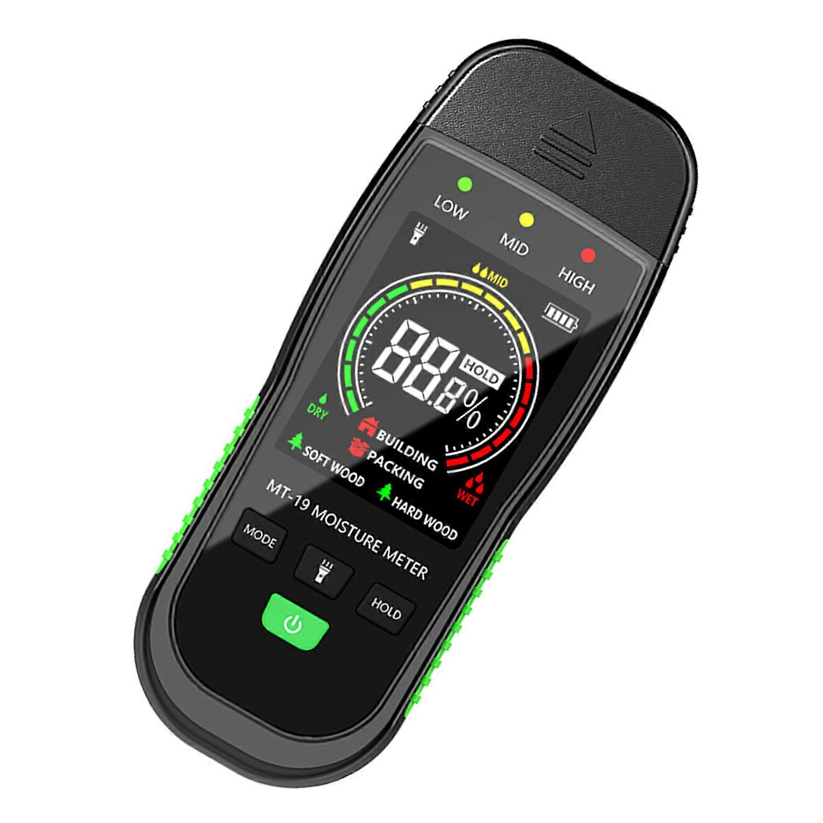 Moisture Content Meter for Walls Floor Building Materials Wood Moisture Inspection Meter Detector with Alarm Flashlight Multicolor